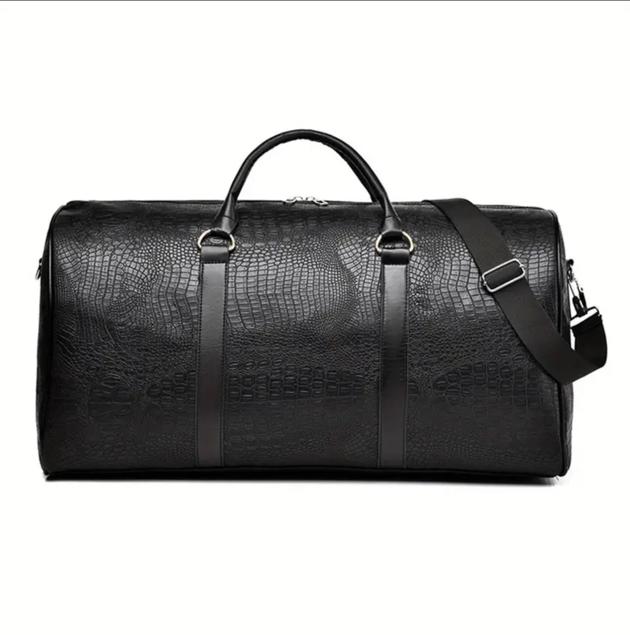 Crocodile Leather Print Duffle Bag